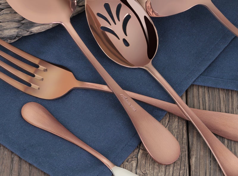 Artaste 56884 Rain 18/10 Stainless Steel 47-Piece Flatware Set, Antique Copper Finished, Service for 8 - Image 5